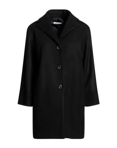 BIANCOGHIACCIO BIANCOGHIACCIO WOMAN COAT BLACK SIZE 12 ACRYLIC, POLYETHYLENE, WOOL