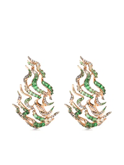 BIBI VAN DER VELDEN 18KT ROSE GOLD SMOKE HAZE MULTI-STONE EARRINGS