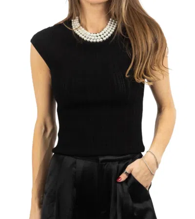 BIBI VIVI PEARL TRIM TOP IN BLACK