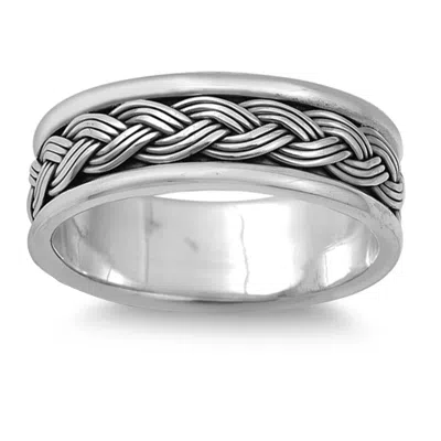 BIJOUX CENTRAL BALI BRAID DESIGN STERLING SILVER, BLACK, ROSE / YELLOW GOLD BAND RING 13MM