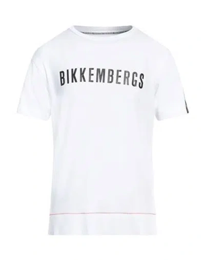 BIKKEMBERGS BIKKEMBERGS MAN T-SHIRT WHITE SIZE L COTTON, ELASTANE