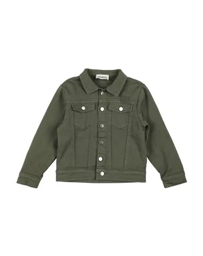 BIKKEMBERGS BIKKEMBERGS TODDLER BOY DENIM OUTERWEAR MILITARY GREEN SIZE 4 COTTON, ELASTIC FIBRES