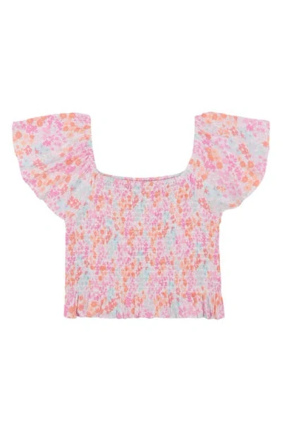 BILLABONG BILLABONG KIDS' PARADISE COVE FLORAL SMOCKED CROP TOP