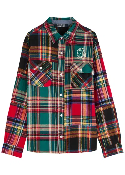 BILLIONAIRE BOYS CLUB BILLIONAIRE BOYS CLUB PLAID LOGO-EMBROIDERED FLANNEL SHIRT