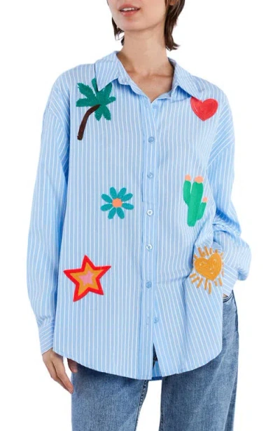 BILLY T BILLY T BALI EXAGGERATED EMBROIDERED BUTTON-UP SHIRT