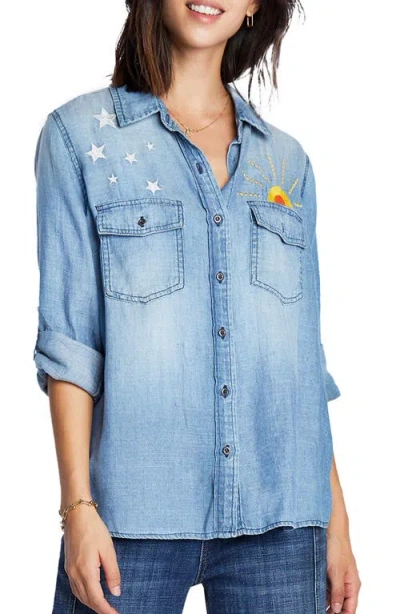 BILLY T BILLY T HELLO SUNSHINE EMBROIDERED BUTTON-UP SHIRT