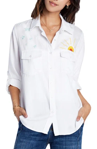 BILLY T BILLY T HELLO SUNSHINE EMBROIDERED BUTTON-UP SHIRT