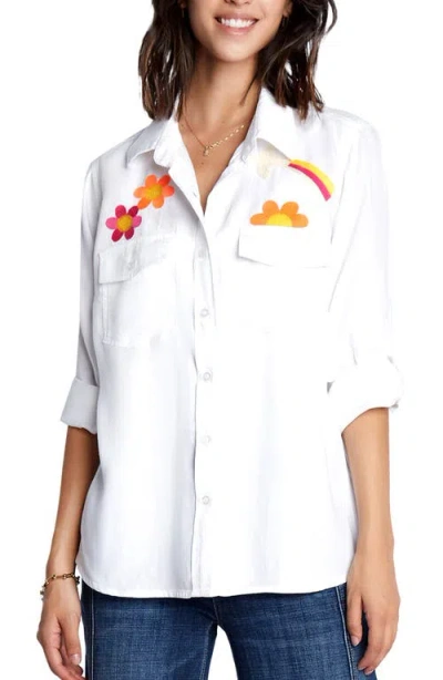 BILLY T BILLY T PEACE & LOVE EMBROIDERED BUTTON-UP SHIRT