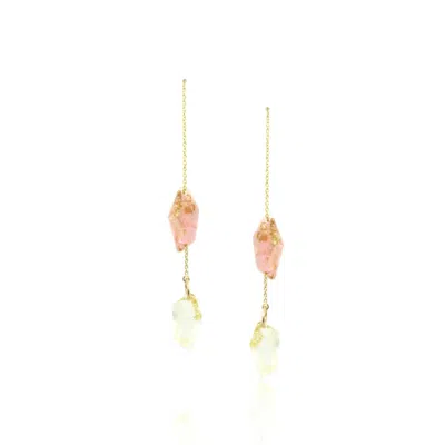 BIO-TRIMMINGS WOMEN'S GOLD / PINK / PURPLE LORENZ THREAD EARRINGS - GOLD