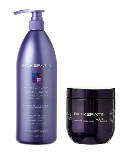 BIOKERATIN BIOKERATIN UNISEX 33.8OZ & 16.9OZ COLOR ENHANCING PURPLE SHAMPOO & PURPLE CONDITIONER