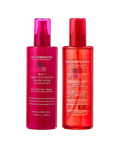 BIOKERATIN BIOKERATIN UNISEX 8.45OZ & 8.45OZ BK LUXURY SHINE GLOSS SHINE SPRAY & 3-IN- 1 HEAT PROTECTANT