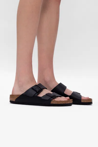 BIRKENSTOCK BIRKENSTOCK ‘ARIZONA BS’ LEATHER SLIDES