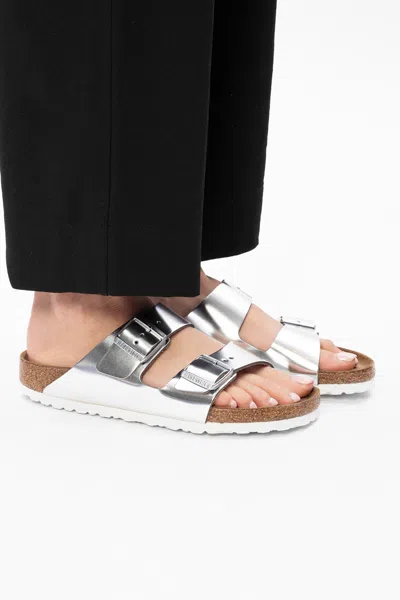 BIRKENSTOCK BIRKENSTOCK ‘ARIZONA BS’ LEATHER SLIDES