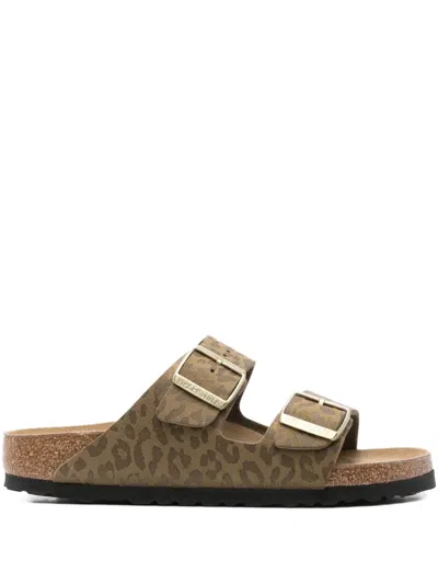 BIRKENSTOCK ARIZONA LEOPARD-PRINT DOUBLE-BUCKLE SANDALS
