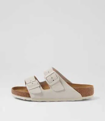 BIRKENSTOCK BIRKENSTOCK ARIZONA SFB W ANTIQUE WHITE SUEDE SLIDES WOMENS SHOES CASUAL