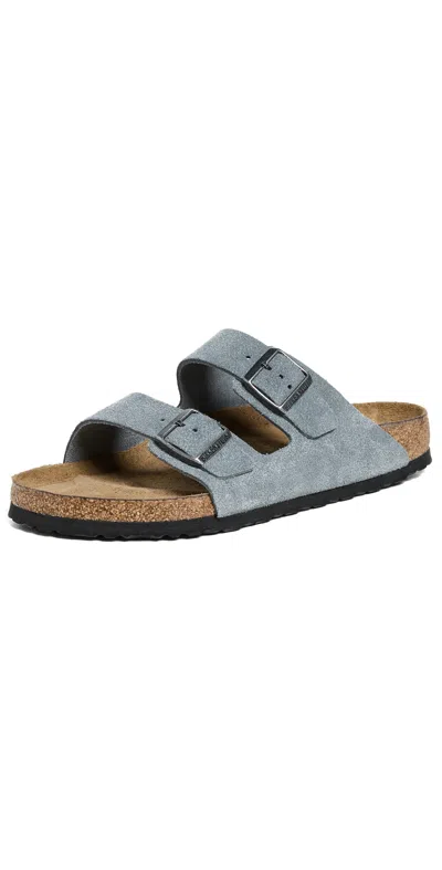 BIRKENSTOCK ARIZONA SOFT FOOTBED SANDALS BASALT GREY