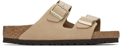 BIRKENSTOCK BEIGE REGULAR ARIZONA SOFT FOOTBED SANDALS