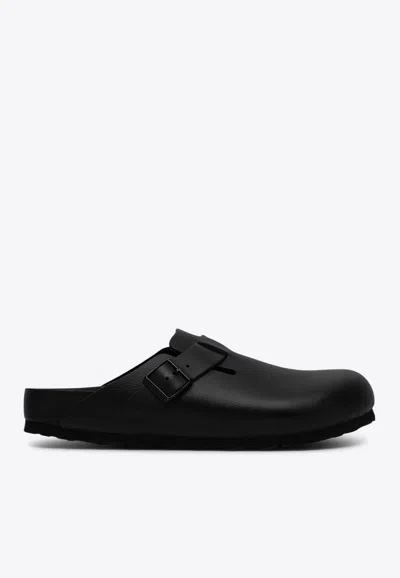 BIRKENSTOCK BOSTON LEATHER BUCKLED CLOGS