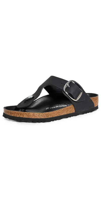 BIRKENSTOCK GIZEH BIG BUCKLE SANDALS BLACK