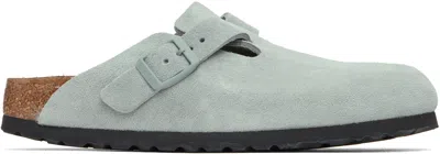 BIRKENSTOCK GRAY NARROW BOSTON SOFT FOOTBED SLIP-ON LOAFERS