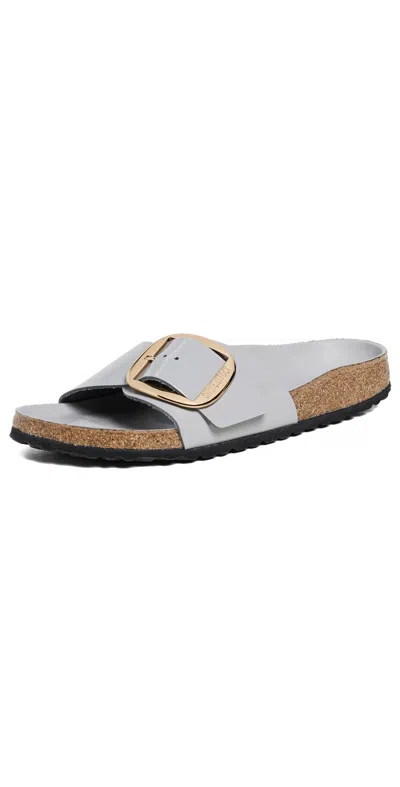 BIRKENSTOCK MADRID BIG BUCKLE HIGH SHINE SANDALS STONE COIN
