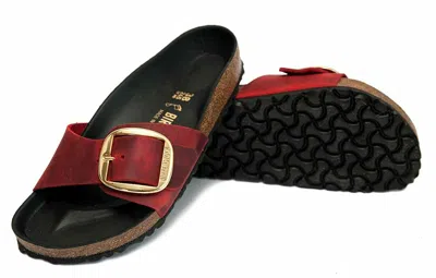 BIRKENSTOCK BIRKENSTOCK MADRID PANTOLETTEN BIG BUCKLE FIRE RED ROT GOLD FETTLEDER NORMAL