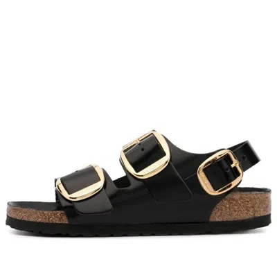 BIRKENSTOCK Birkenstock Milano Big Buckle Natural Leather Narrow Fit Sandals 'Patent High Shine Black'
