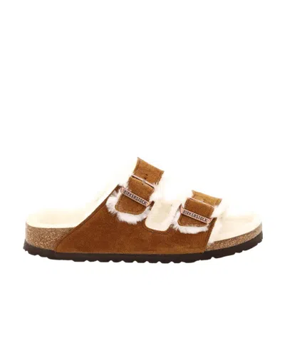 BIRKENSTOCK BIRKENSTOCK ARIZONA BUCKLE-DETAILED SHEARLING SANDALS