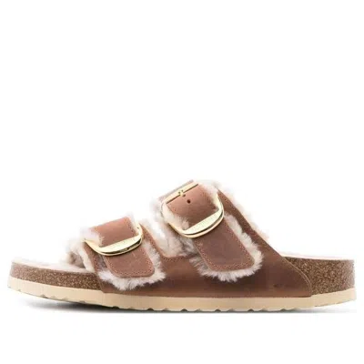 BIRKENSTOCK (WMNS) Birkenstock Arizona Big Buckle Shearling Oiled Leather Narrow Fit 'Cognac'