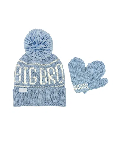 BITS & BOWS BOYS' BIG BRO BOBBLE HAT & MITTENS SET - LITTLE KID, BIG KID