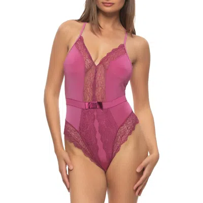 BLACK BOW BLACK BOW HENNY SATIN & LACE THONG BODYSUIT