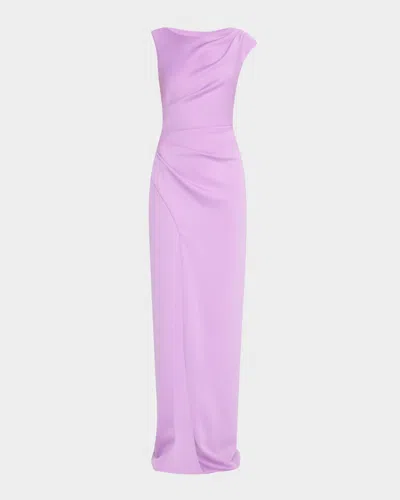 BLACK HALO BRADEN PLEATED SIDE-SLIT COLUMN GOWN