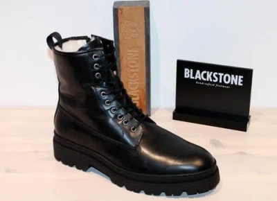 BLACKSTONE BLACKSTONE LEDER STIEFELETTE LAMMFELL BOOTS STIEFEL - WG96 BLACK - NEU&OVP