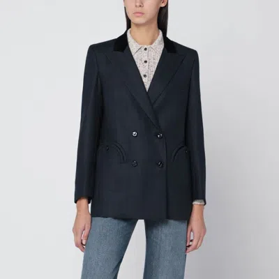 BLAZÉ MILANO BLAZE MILANO  DARK BLUE WOOL AND MOHAIR BLAZER MAINE