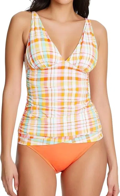 BLEU ROD BEATTIE V-NECKLINE TANKINI IN YELLOW MULTI
