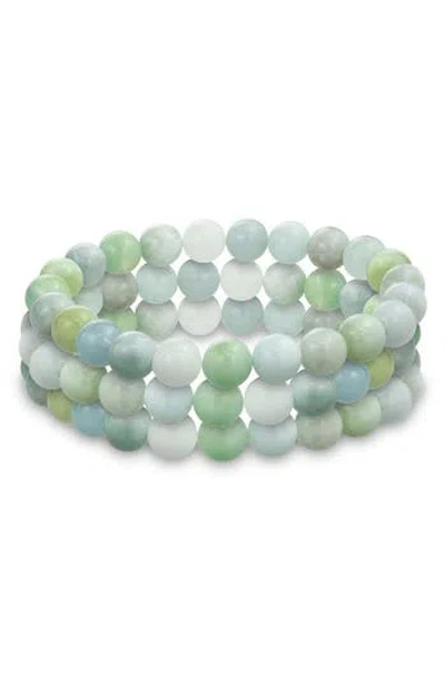 BLING JEWELRY BLING JEWELRY SET OF 3 SEMIPRECIOUS STONE BEADED STRETCH BRACELETS