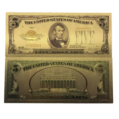 BLINKEE 5 DOLLAR COMMEMORATIVE COLLECTIBLE PREMIUM REPLICA PAPER MONEY BILL 24K GOLD PLATED FAKE CURRENCY BA