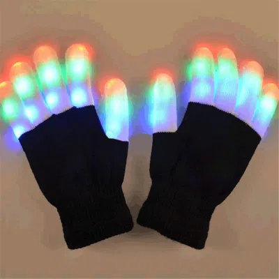 BLINKEE BLACK & WHITE GLOVES WITH LED FINGERS MULTI COLOR
