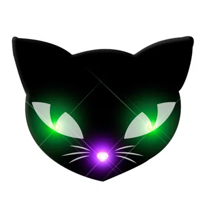 BLINKEE BLACK KITTY CAT GLOWING GREEN SPOOKY HALLOWEEN EYES FLASHING BLINKY LIGHT NECKLACE