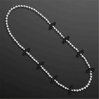 BLINKEE BLACK MUSTACHE BEADED NECKLACE SILVER & BLACK