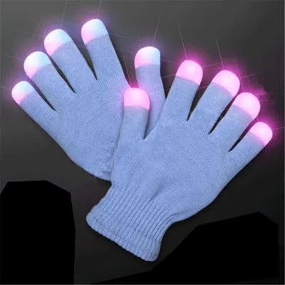 BLINKEE CHILD SIZE ICY BLUE GLOVES WITH LEDS - WHITE PINK & BLUE