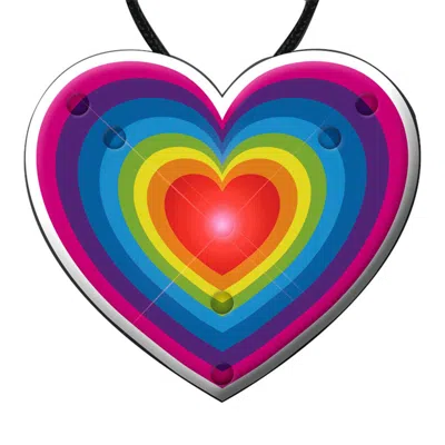 BLINKEE FLASHING RETRO LOVE RAINBOW HEART PENDANT NECKLACE