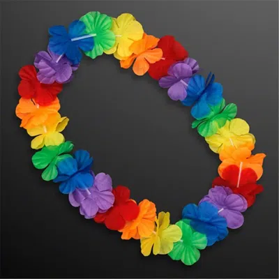 BLINKEE HAWAIIAN FLOWER LEI NECKLACE, RAINBOW