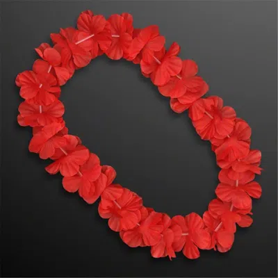 BLINKEE HAWAIIAN FLOWER LEI NECKLACE, RED