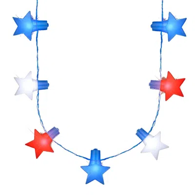 BLINKEE JUMBO STARS RED WHITE & BLUE LED STRING LIGHTS NECKLACE FOR 4TH OF JULY