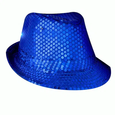 BLINKEE LED FLASHING FEDORA HAT WITH SEQUINS BLUE