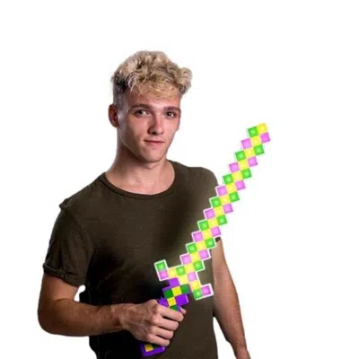 BLINKEE LED PIXELATED MARDI GRAS WARRIOR SWORD - PURPLE GREEN & GOLD