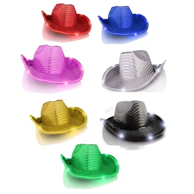 BLINKEE LED SEQUIN COWBOY HAT NO STITCHING ASSORTED COLOR - PACK OF 12