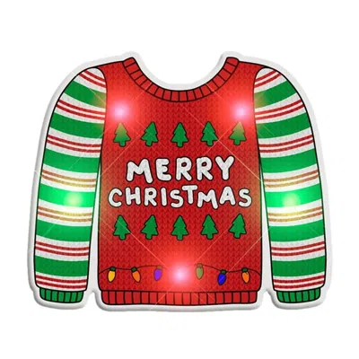 BLINKEE LIGHT UP CHRISTMAS MERRY CHRISTMAS SWEATER STRIPES BODY LIGHT PIN