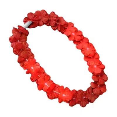 BLINKEE LIGHT UP HAWAIIAN FLOWER LEI NECKLACE RED